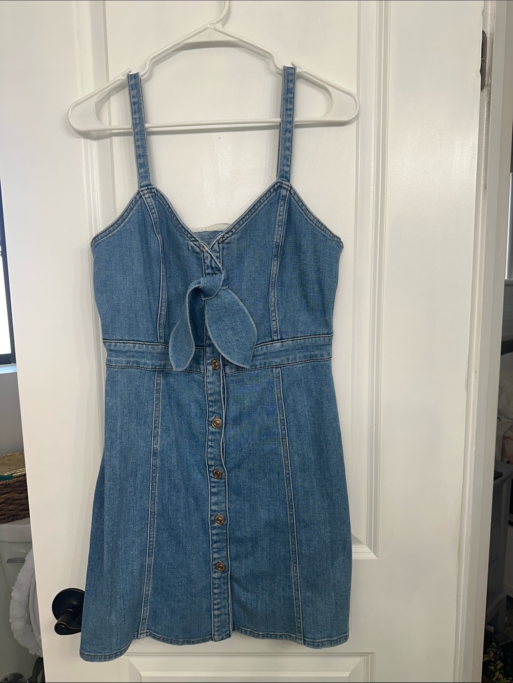 7 For All Mankind Light Blue Denim Tie-Front Mini Dress XL  fits like sz 8-10